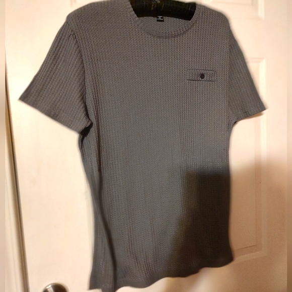 ◾🎱◾NWOT Men's Steel Smoke Charcoal Grey Waffle Knit Tee Shirt T-Shirt - 2XL - Picture 12 of 15